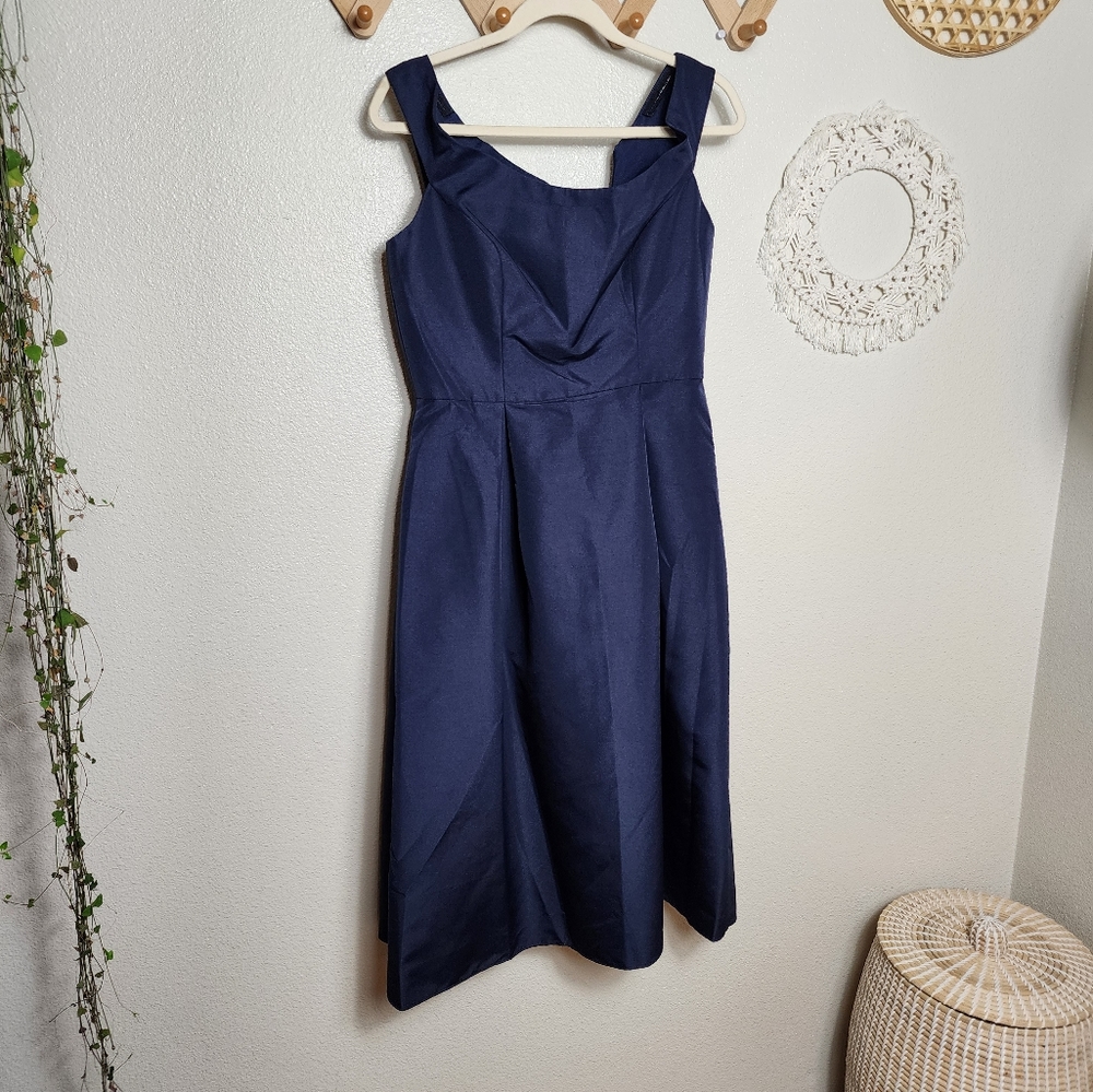 Jenny Packham Off-The-Shoulder Midi Dress In Midnight Style JP1018 10 NWT